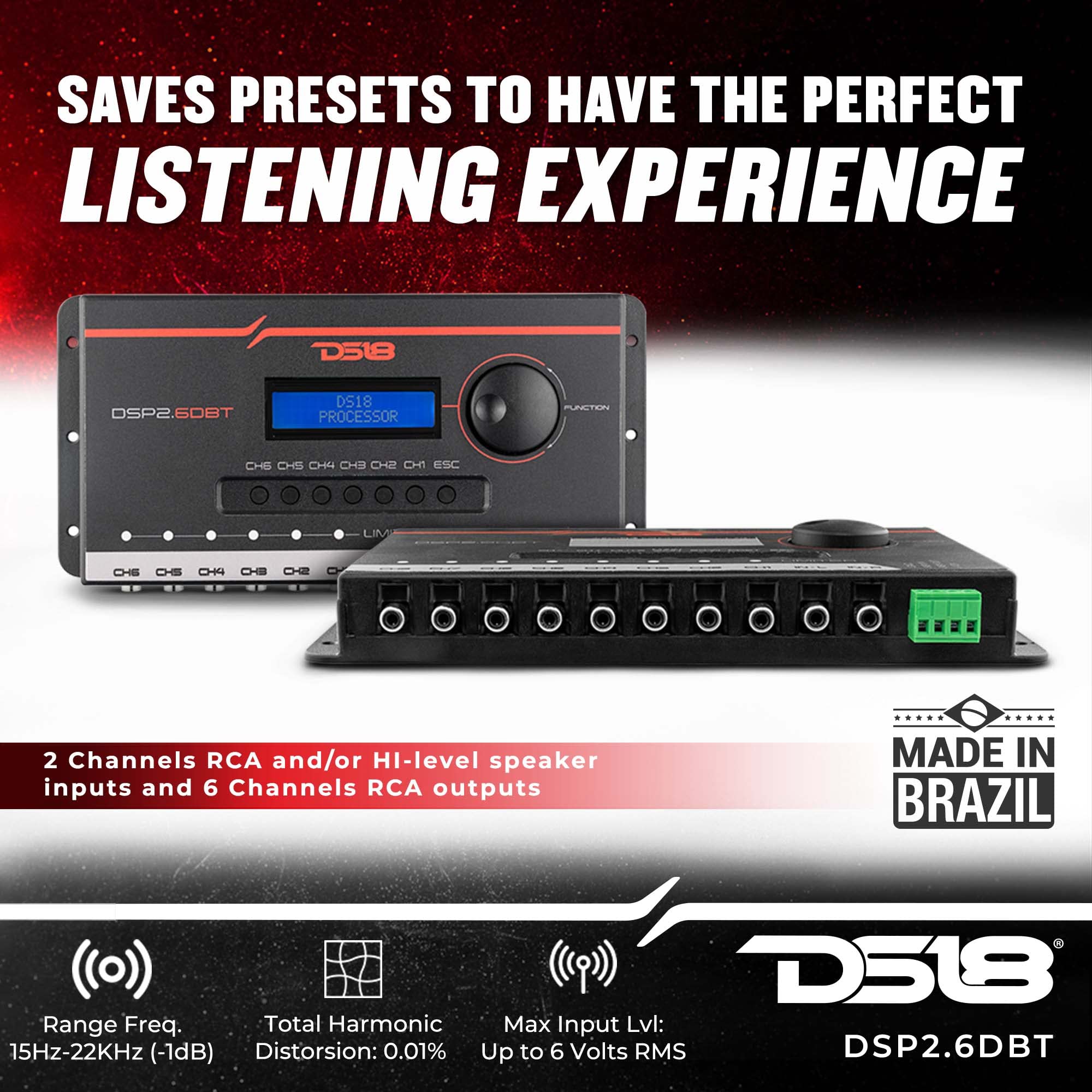 DS18 DSP2.6DBT 2-Channel in and 6-Channel Out Digital Sound